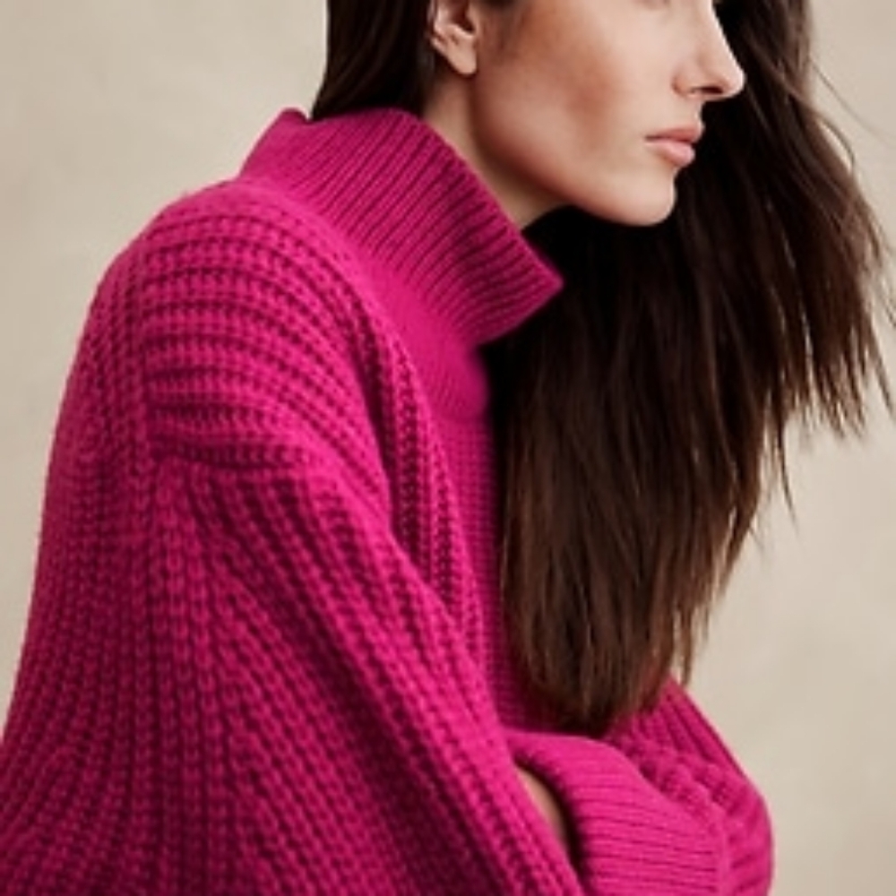 BANANA REPUBLIC Aziza Wool-Blend Sweater camu berry red XL